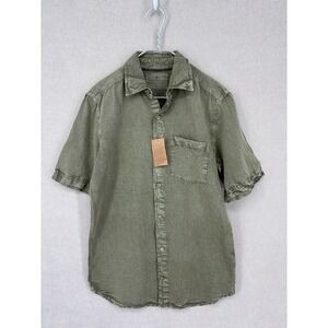 Territory Ahead Shirt Small Green Linen Blend Button Up Short Sleeve NWOT